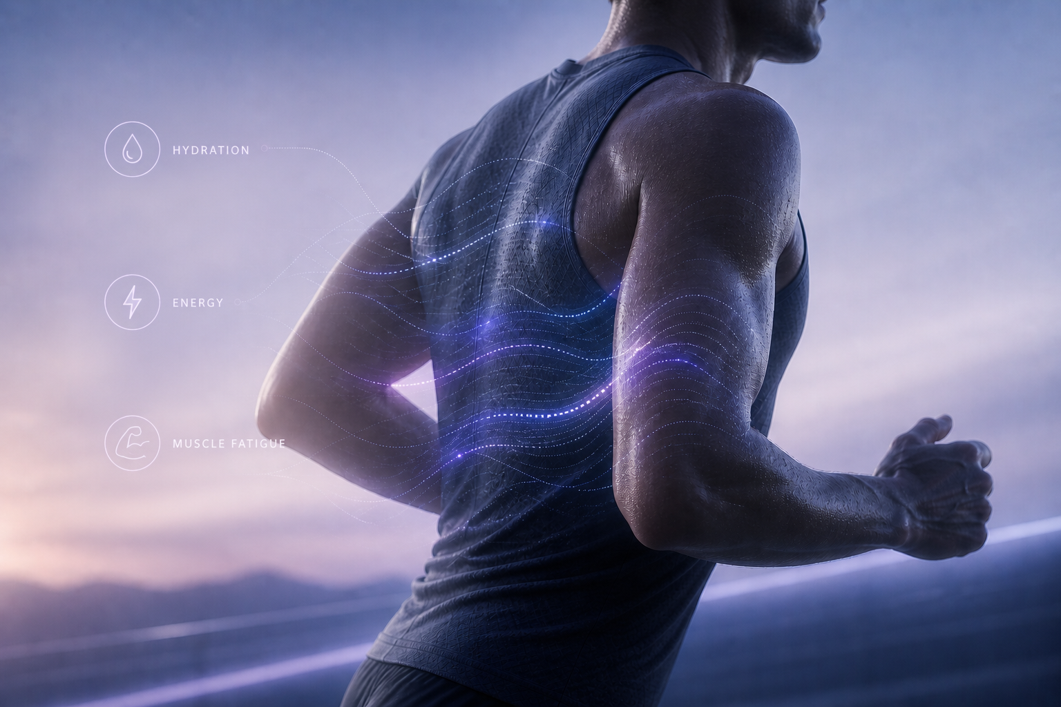 Athlete in motion wearing a discreet SweatLogix patch device